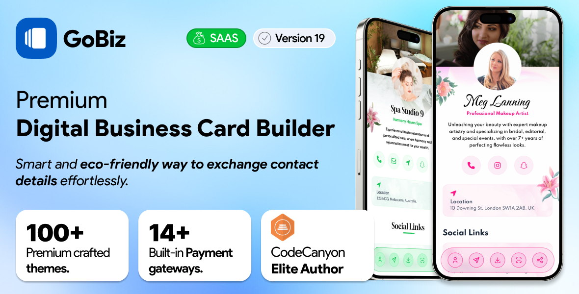 GoBiz - vCard SaaS Digital Business Card Builder