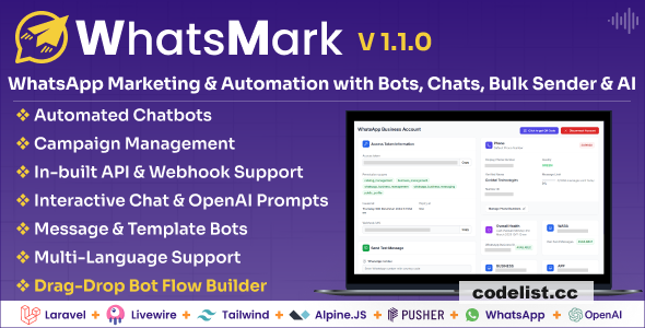 WhatsMark - WhatsApp Marketing And Automation Platform with Bots, Chats, Bulk Sender & AI