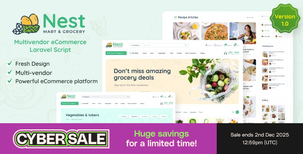 Nest - Multivendor Organic & Grocery Laravel eCommerce