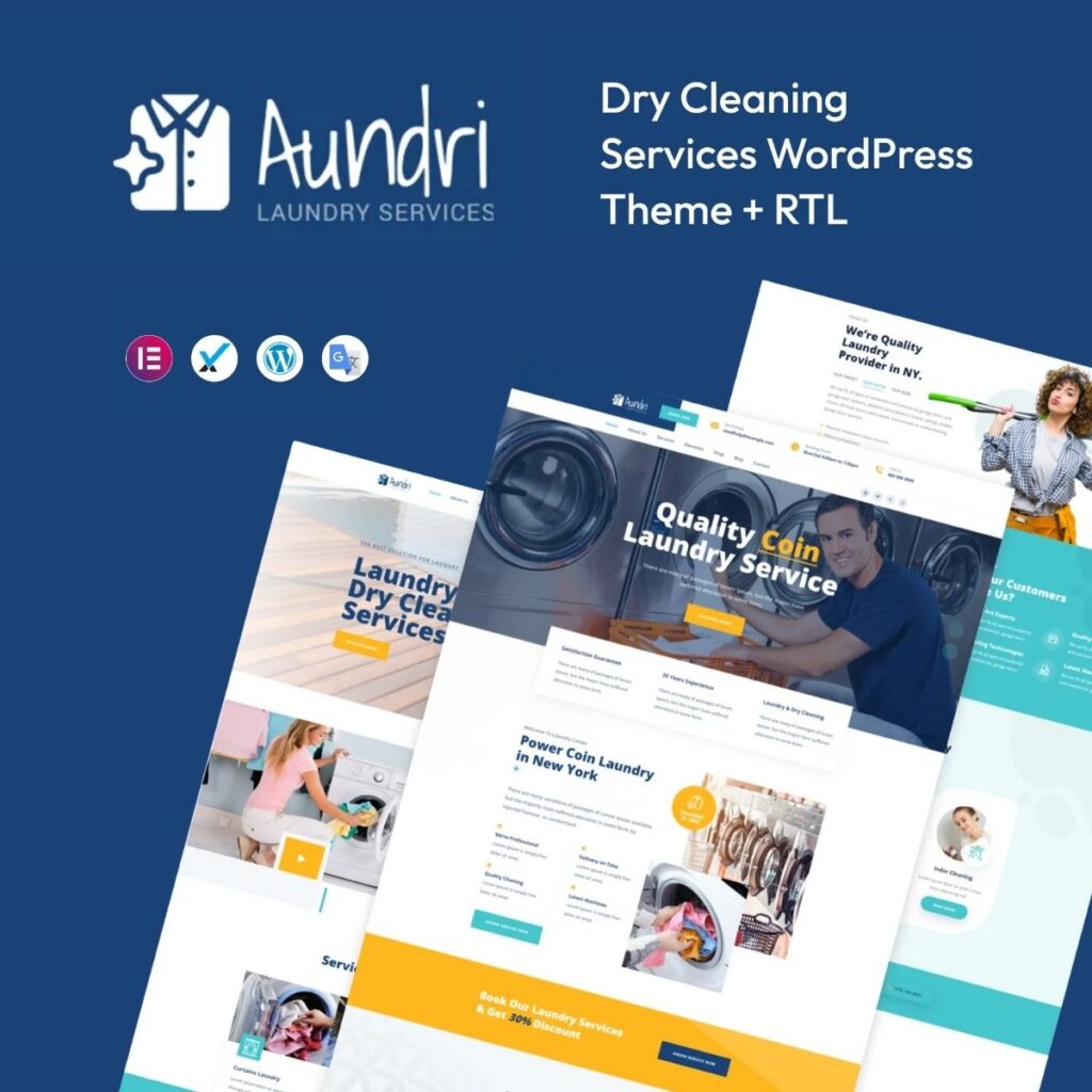 Aundri – Dry Cleaning Services WordPress Theme + RTL