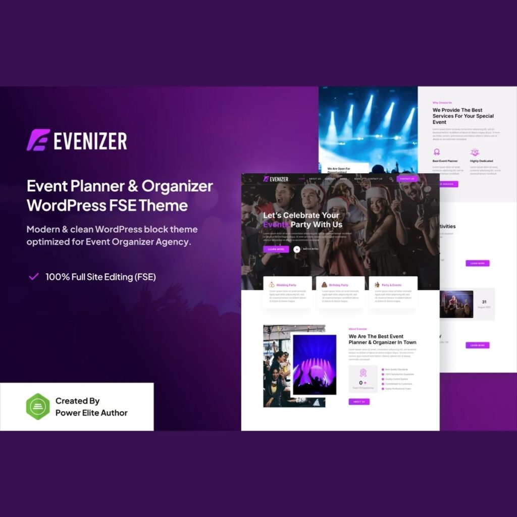 Evenizer – Event Planner & Organizer Gutenverse FSE WordPress Theme