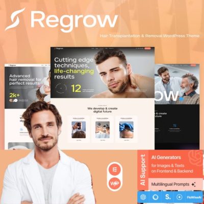 Regrow β Hair Transplantation & Removal WordPress Theme