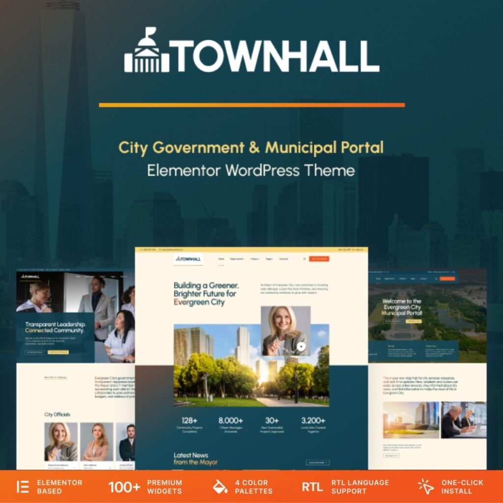 Town Hall – Municipal Portal & Local City Government WordPress Theme
