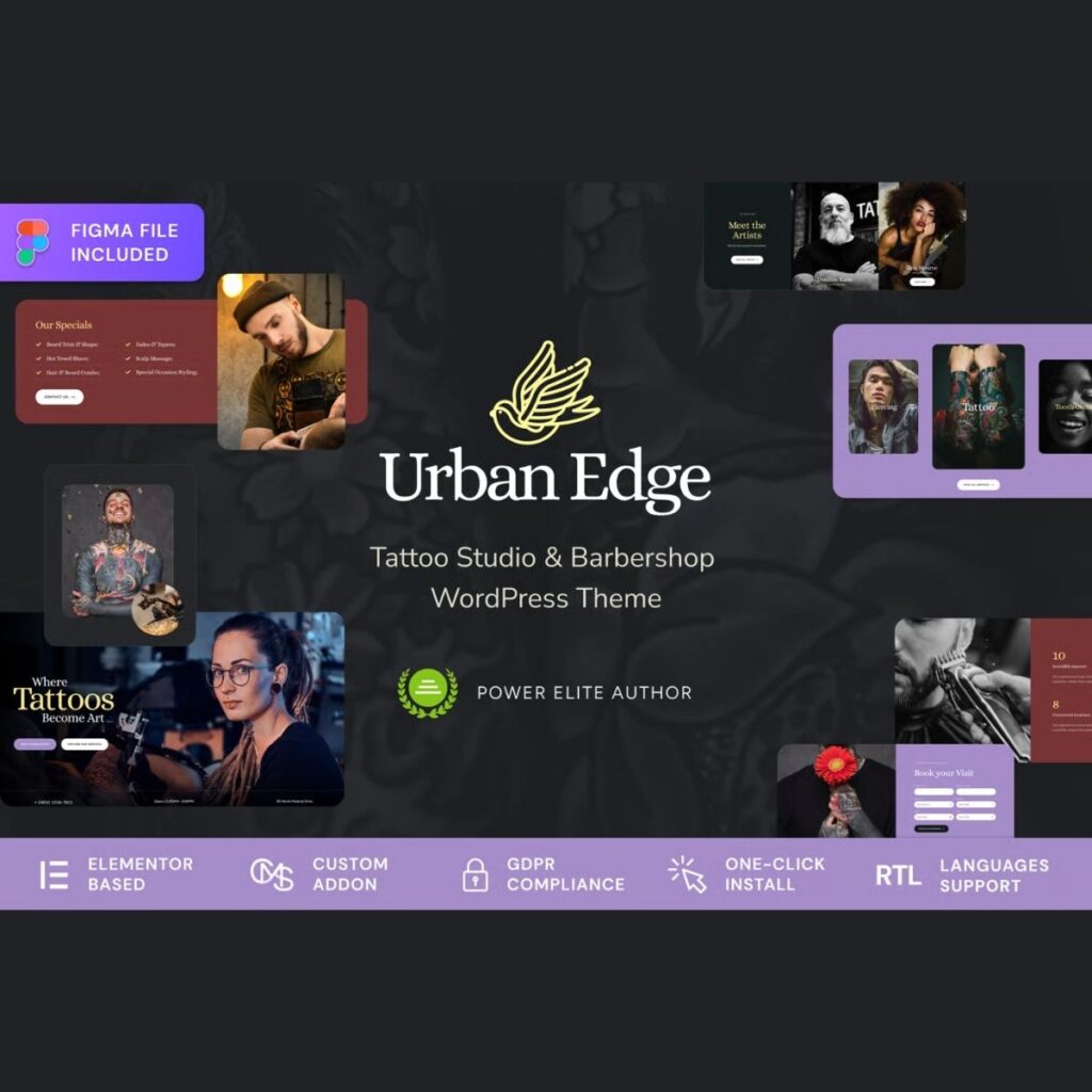Urban Edge – Barbershop & Tattoo Studio WordPress Theme