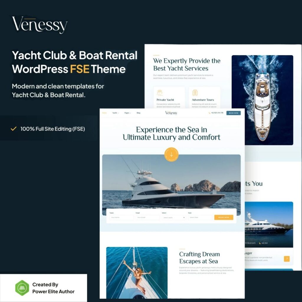 Venessy – Yacht Club & Boat Rental Gutenverse FSE WordPress Theme