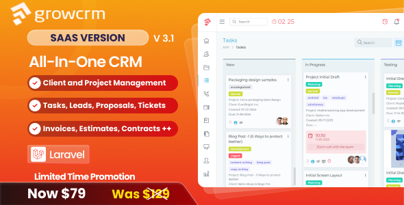 Grow CRM - Laravel Project Management